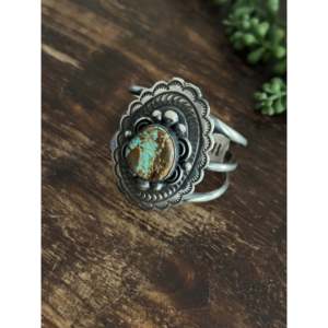 Chimney Butte #8 Turquoise Concho <b>Cuff</b> <b>Bracelet</b> with Sterling <b>Silver</b> Fashionable Accessory - Product Image 3