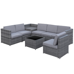 Ensemble de meubles de patio en rotin gris extérieur de haute qualité de 8 pièces pour l'utilisation de jardin d'hôtels villas-chaise de canapé de siège de conversation en gros - Product Image 1