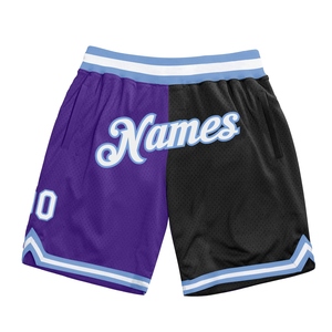 Industrie Direct Engro Sportswear Pantalones cortos de baloncesto Custom Purple White-Black Authentic Split Fashion Basketball Shorts - Product Image 1