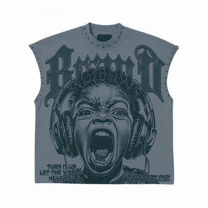 Tendance Streetwear Débardeur Surdimensionné Sans Manches T-shirt Style Mode Unisexe Impression Personnalisée OEM Fourniture Directe D'usine - Product Image 4