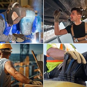 Guantes de soldadura de cuero con material grueso resistente al calor, agarre fuerte e impresión de logotipo personalizado para uso en fábrica y suministro de equipos - Product Image 5