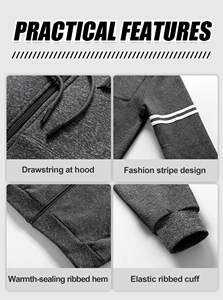 Sweats à capuche pour hommes avec logo personnalisé pull surdimensionné en coton sweats à capuche Streetwear vestes polaires à fermeture éclair vêtements de sport à la mode pour l'hiver - Product Image 6
