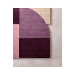 Premium Modern Abstract Pattern Area Rug Hand Tufted Woolen Irregular Shape High Pile Mauve for Living Dining Bedroom - Product Image 3