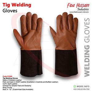 Best Quality 2025 Tig Welding Gloves in Goatskin Leather Hand Protection Gloves luvas de soldagem tig Brown Men's Safety Gloves - Product Image 6