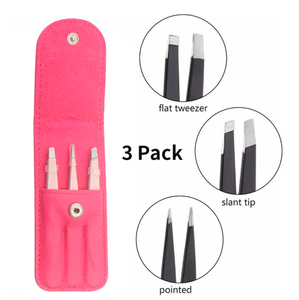 Me3 Pcs/set Grooming Tweezer Pestañas Ceja Juego de pinzas de acero inoxidable con bolsa de almacenamiento Herramientas de maquillaje, - Product Image 5
