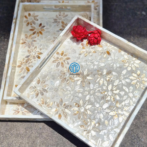 Hot Premium Quality Luxury Floral Mother of Pearl Serving <b>Tray</b> for Food <b>Drink</b> Variety Size for Restaurant Home Hotel Decor - Product Image 2