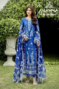 Conjunto de traje Gorgette Salwar de moda 2024 para mujer, Dupatta con estampado bordado, incluye rayón de seda Modal para ropa India pakistaní - Product Image 2