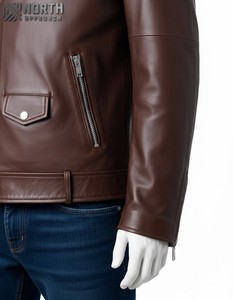 Nouveau 2025 vestes en cuir sur mesure en gros propre Logo tenue décontracté de haute qualité Faux ou fermeture éclair avant en cuir de mouton véritable - Product Image 3