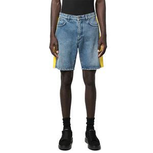 กางเกงขาสั้นผ้ายีนส์เอวยางยืดสำหรับผู้ชายกางเกงขาสั้นผ้าแห้งเร็วสีเหลืองด้านข้างดีไซน์2025ดีที่สุด - Product Image 3