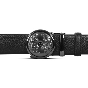 Cinturón de piel auténtica de grano completo con hebilla de lujo con estilo para hombre, Cinturón de piel con logotipo personalizado al por mayor - Product Image 6