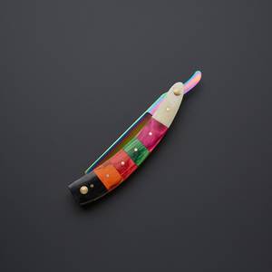 Fabricant direct rasoir droit en acier damas pour hommes manche en bois enduit de couleur cadeau de bricolage pour mari marié personnalisation OEM - Product Image 4