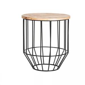 Juego de 2 bases de madera con marco de alambre de hierro, mesa de centro decorativa para el hogar, muebles, dormitorio o comedor, mesa decorativa - Product Image 2