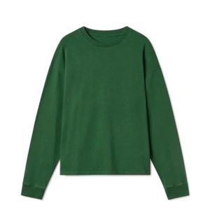 Camiseta de manga larga de tela de rizo con cuello redondo para hombre al por mayor, camisetas lisas de gran tamaño de alta calidad, característica de secado rápido, invierno con diamantes - Product Image 1
