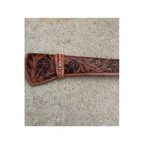 Acabado antiguo Tan Floral Tooling Pin Hebilla Funda de pistola de cuero Diseño curvo de calidad premium Venta al por mayor - Product Image 3