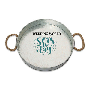 ถาดเสิร์ฟกัลวาไนซ์ทรงกลมทำด้วยมือถาดเสิร์ฟโลหะสำหรับงานแต่งงานสุดหรูดีไซน์เนอร์ขายส่ง - Product Image 2