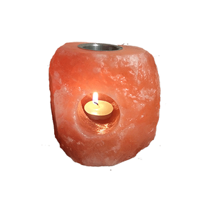 Himalayan Salt Aroma Oil Burner with Iron Frame Glass Bowl Electric Waterless 10ml Spa Wellness Air Purification Burner for Use - Product Image 1