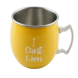 Taza de café de Metal de acero inoxidable, doble pared, Color amarillo, regalo impreso, taza de café, tazas de cerveza con asa, fabricante de tazas de café - Product Image 1