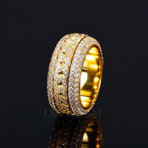 Anillo de Hip Hop con Incrustaciones de Diamantes, Estilo Cubano Giratorio, Plata de Ley 925, Personalizable, Unisex, para Hombres y Mujeres, para Fiestas - Product Image 1