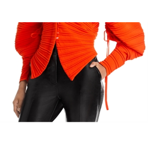 Cardigan Lungo in Maglia Cult Gaia Blair Arancione in Acrilico con Cappuccio e Design Stampato per Autunno e Inverno Taglia L - Product Image 3