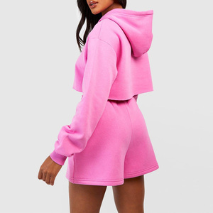 Ensemble Crop Hoodie et Short pour Femme – Vente Directe Usine – Ensemble Deux Pièces de Haute Qualité avec Hoodie à Manches Longues – Prix Abordable - Product Image 2