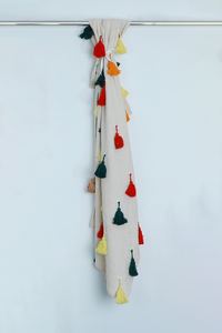 Manta de lino Chambray Bliss de alta calidad, borlas coloridas, decoración de sofá de tacto suave, manta de viaje tejida de tamaño personalizado para Home Hotel - Product Image 4