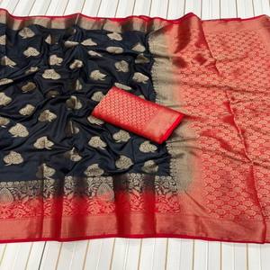 ผ้าไหมโดลาแท้ ทอลายแจ็คการ์ด ปักดิ้นซารี พร้อมผ้าปาลูเนื้อผ้าโบรเคดอย่างดี เสื้อปักลายด้วยมือ แต่งพู่ห้อย ย้อมสีด้วยมือ คุณภาพพรีเมียม สำหรับงานเลี้ยงแบบดั้งเดิม - Product Image 2