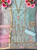 Derniers designs indiens traditionnels modernes broderie lourde avec séquence de 3mm costume pakistanais au prix d'exportation