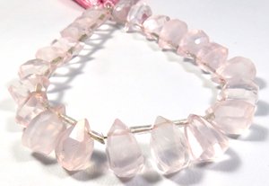 Perles de pierre précieuse en quartz rose naturel, brin de 8 pouces, forme de larme, facettées, 10,5-13 mm, perles en vrac pour bijoux - Product Image 3