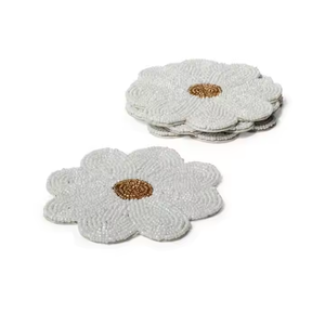 Posavasos de huevos con cuentas Posavasos de huevos bordados con cuentas de vidrio a mano de La India Posavasos hechos a mano - Product Image 6