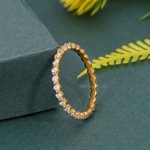 Elegante IGI certificado VVS Lab Grown Diamond 14K oro sólido flotante eternidad anillo de boda joyería de lujo de gama alta para mujeres - Product Image 1