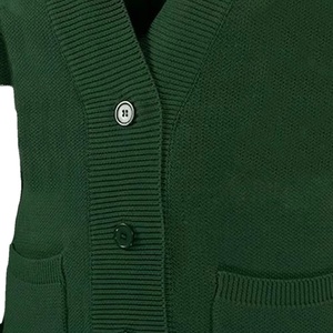 Broderie de logos universitaires personnalisés sur un cardigan vert en tricot pour étudiants, col en V, manches longues, unisexe, uniforme d'automne - Product Image 3