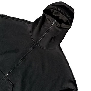Pasamontañas con capucha personalizable de algodón 100% para hombre con capucha doble con cremallera y hombros caídos Ajuste de gran tamaño Ideal para la comodidad del invierno - Product Image 2