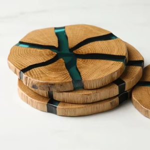Handmade Classic Style Mango Wood <b>Epoxy</b> Resin Coaster Indian Manufactured Customized Color Custom Size ZH TRADER High Quality - Product Image 1