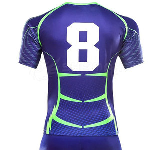 Uniforme de rugby à demi-manches couleur unie uniforme de rugby de haute qualité uniforme de rugby en polyester 100% sur mesure - Product Image 5