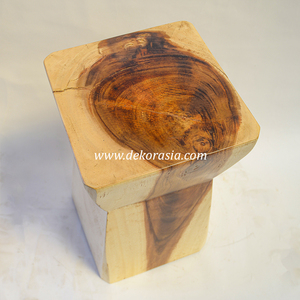 Suar Wood Modern <b>Stool</b> Chair Handmade with Natural Wood Texture for Living Room <b>Bedroom</b> Hotel Apartment or Villa Patio - Product Image 2