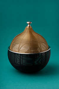 หม้อตุ๋นร้อนสีดำสีทองแบบแฮนด์เมดสุดหรูหม้อทรงกลมสำหรับงานปาร์ตี้ร้อนเสิร์ฟร้อน - Product Image 4