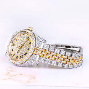 Luxury Iced Out Moissanite <b>Quartz</b> Movement 5mm Thick Stainless Steel <b>Watch</b> Studded Band for <b>Men</b> - Product Image 2