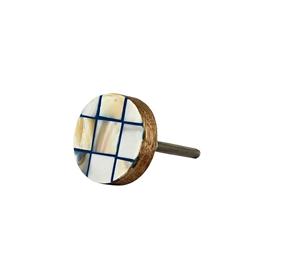 Perilla de cajón redonda de madera azul para montaje de armario Perillas de mármol más vendidas con tamaño de forma de Color personalizado Hecho en artículo DE LA India - Product Image 1