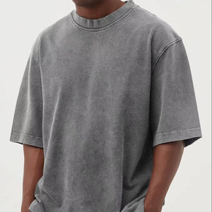 Camiseta de Algodón Clásica Extra Grande para Hombre, Lavada al Ácido, Color Gris Carbón, Fabricantes Personalizados, Atuendo de Moda de Verano, Tela Gruesa - Product Image 1