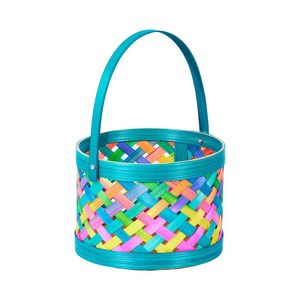 Wholesale Handmade Natural Colorful Bamboo Eco-Friendly Folding Multifunctional Storage <b>Display</b> <b>Basket</b> Handle Easter Gift <b>Basket</b> - Product Image 3