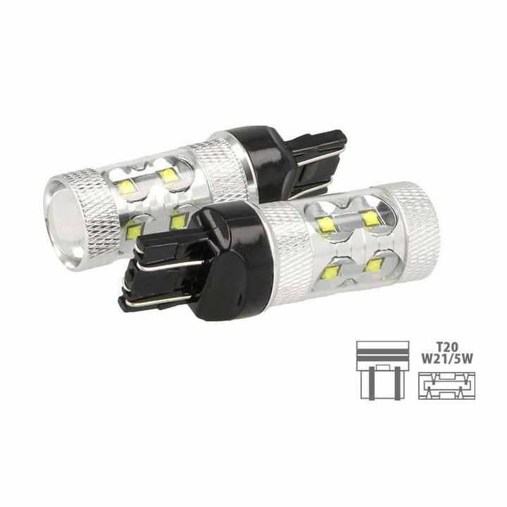 T20 Led Lamp For Daytime Running Lights 50W 12V 24V W21/5W 7443 For Dacia Duster Peugeot 208 Chevrolet Captiva - Cars &