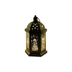 Lanterne décorative vintage en métal Ramadan Kareem avec sculpture antique, idéale pour la décoration de la maison, du jardin et des nuits saintes. - Product Image 4