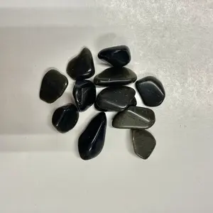 Pierres précieuses naturelles, cristaux de guérison, tailles mélangées, vente en gros, pierres d'obsidienne noire naturelle polies irrégulières en vrac - Product Image 4