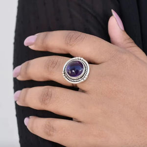 Stackable Handmade Round Amethyst Ring 925 Sterling Silver Factory Wholesale Bulk Natural Gemstone Jewelry - Product Image 1