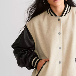 Pakistani <b>Factory</b> Manufacturer Heavyweight Casual Embroidery Thick Women's Winter Jackets Wholesale Custom Varsity Jacket - Product Image 5