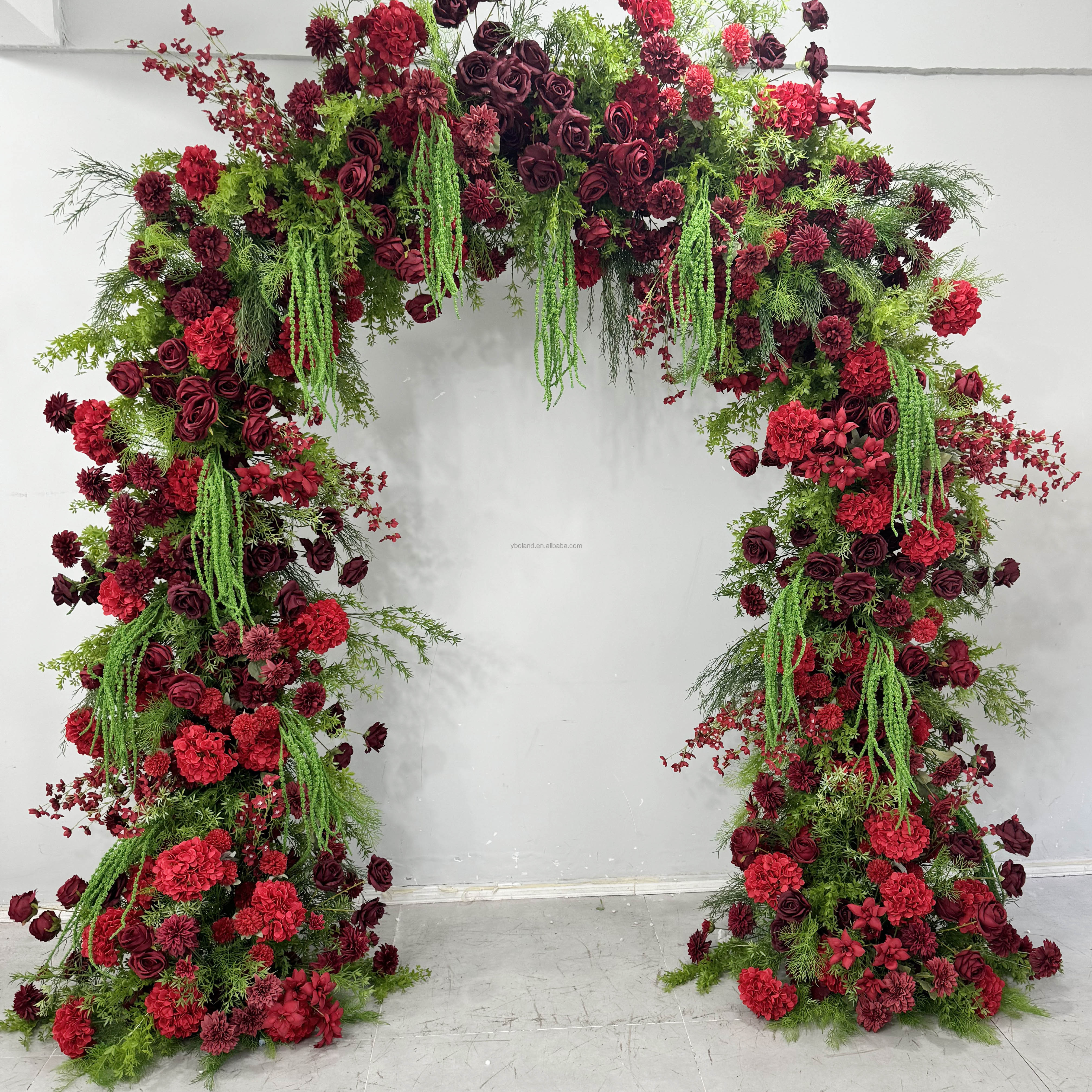 artificial hanging flowers pink burgundy