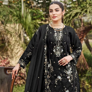 Lujo exquisito Khatli trabajo bordado Santoon Bottom Organza Shalwar Kameez Dupatta Set 4 para fiestas de invierno-Tendencia - Product Image 1