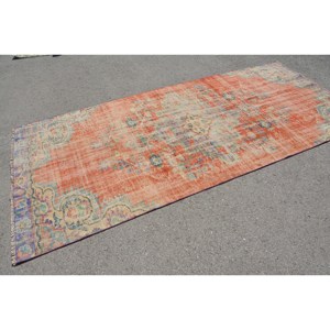 Vintage 4,5 X 9.5ft Naranja Beige Alfombra turca Estilo clásico Tabriz Rectángulo Patchwork Patrón para sala de estar Lana Viscosa Látex - Product Image 2