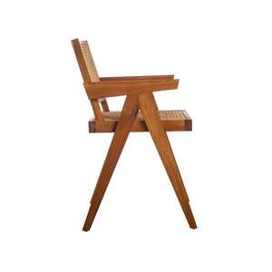 Silla de Comedor Moderna Hristy Arm Súper Económica con Mimbre Tejido y Madera de Teca Sólida para Interiores y Exteriores - Product Image 2