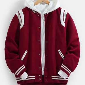 Veste universitaire formelle tendance de haute qualité avec col montant et logo frontal, en cuir de vachette teint en pièce, imperméable et écologique - Product Image 1